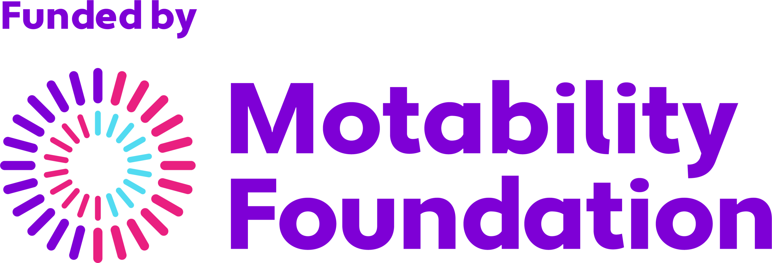 Funded by Motability Foundation with the colour spiral to the left